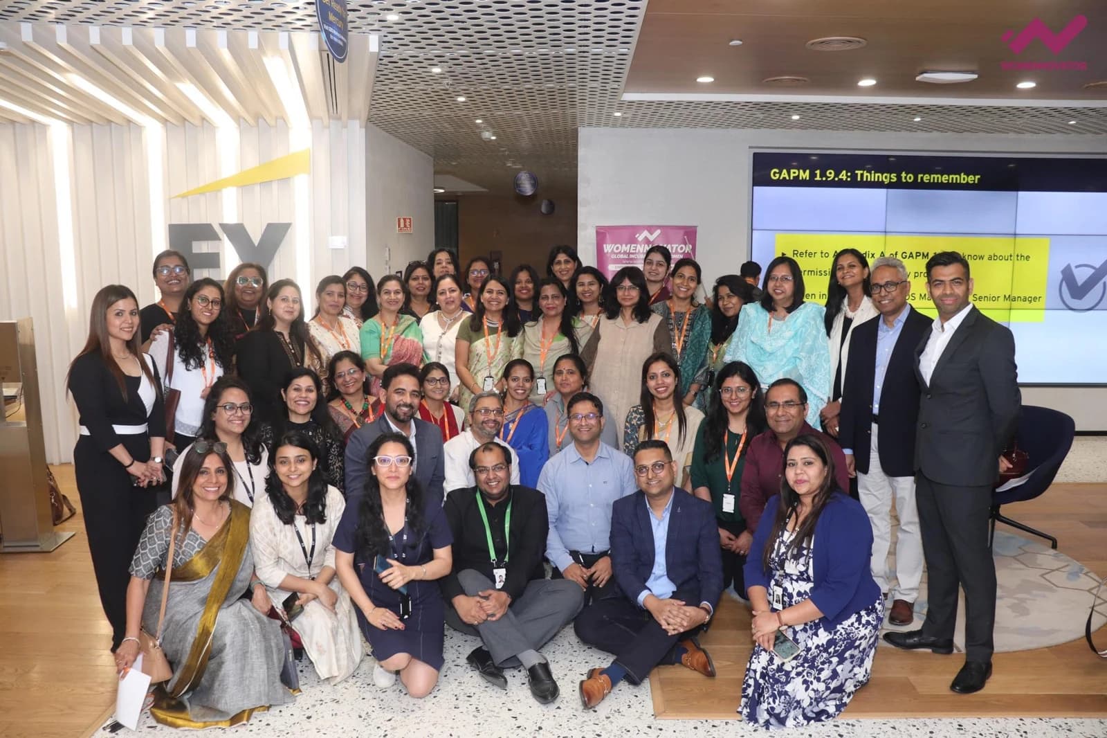 Women founders and professionals gathered at a Womennovator learning and networking event